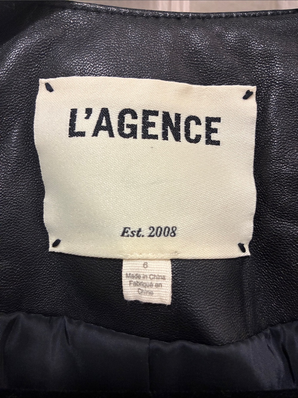 L'AGENCE Black Leather Jacket with Gold Buttons Size 6 - Picture 3 of 7